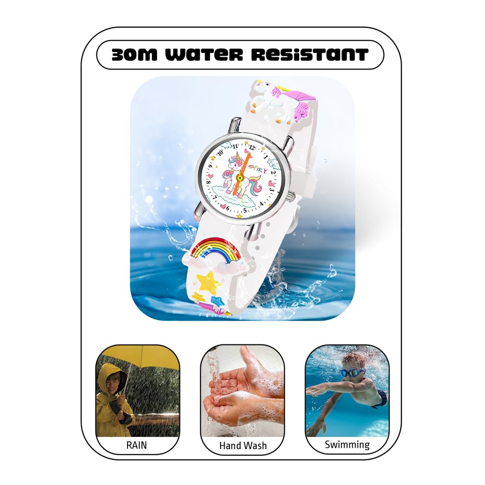SPIKY Analog Watch for Kids | Unicorn Designer Printed Strap | Water Resistant | Stylish Unisex Best Birthday Gift | Analogue Wrist Watches for Girls & Boys | Age 2-14 yrs
