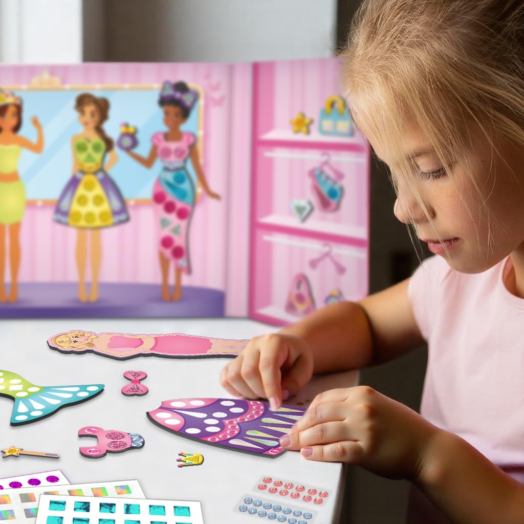 Imagimake DIY Magnetic Dress-Up Princess |Pretend Play Toys for Girls | 30 Magnetic Dresses & Accessories | Interchange & Create Unlimited Outfits | Birthday Gift for Girls Ages 3,4,5,6,7,Multicolour