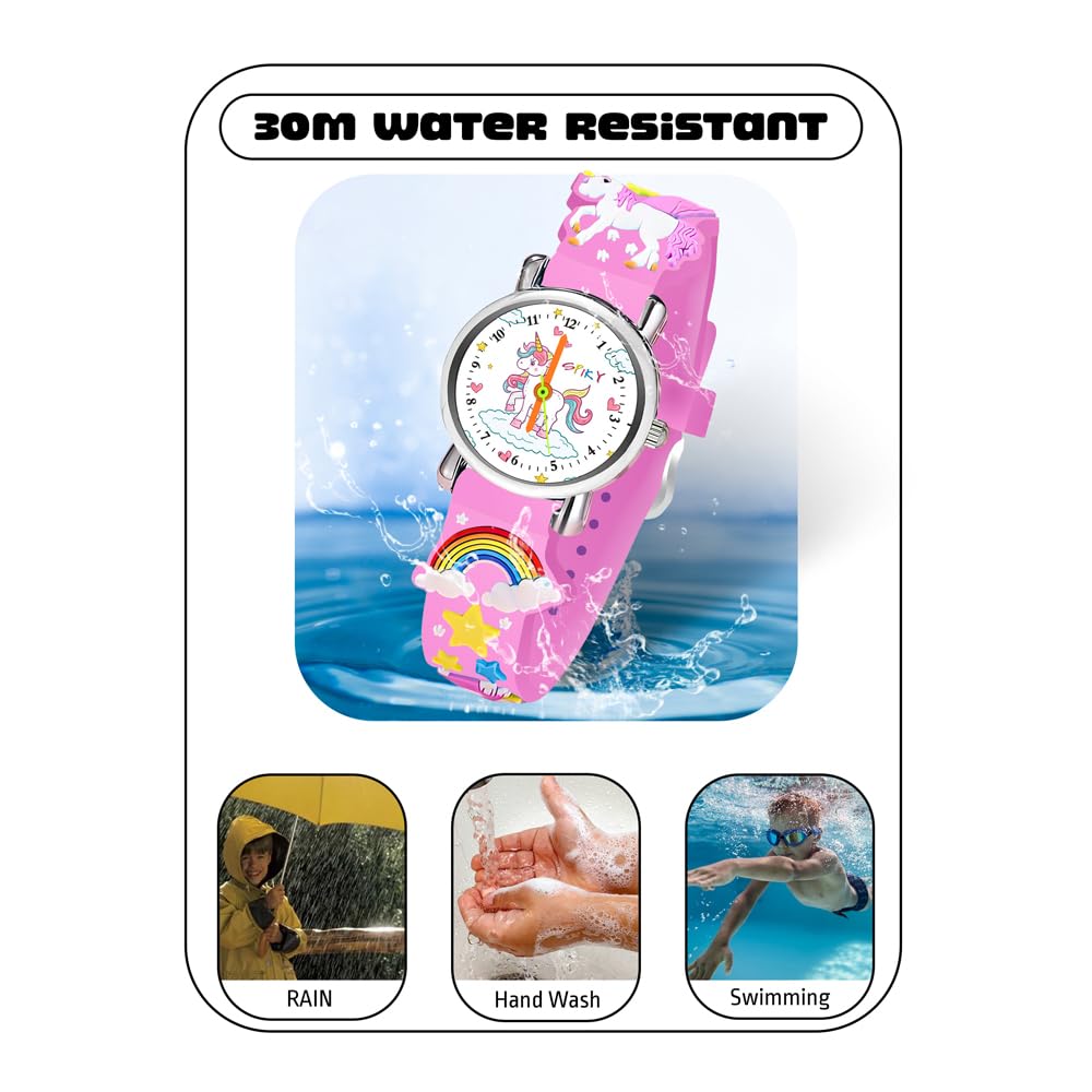 SPIKY Analog Watch for Kids | Unicorn Designer Printed Strap | Water Resistant | Stylish Unisex Best Birthday Gift | Analogue Wrist Watches for Girls & Boys | Age 2-14 yrs