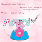 VGRASSP Classic Dial Receiver Simulation Telephone Toy for Kids - Rotating Number Dial with Calling Sound Effect - Storytelling Toy Phone Accompanied with Lights - Color As Per Stock