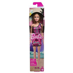 Barbie Fashion Doll with Straight Blonde Hair Wearing Removable Pink One-Shoulder Dress & Shoes with Logo Print