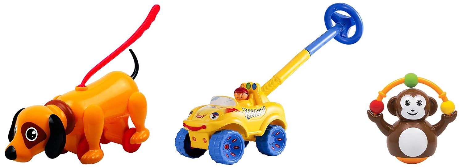 Giggles Funskool Walk N Drive Truck, Fun & Development Toy for Babies, Encourage Walking in Infants, Improve Balance & Coordination, Stimulate Senses, Multicolour, Gift Set for Kids, Ages 18+ Months