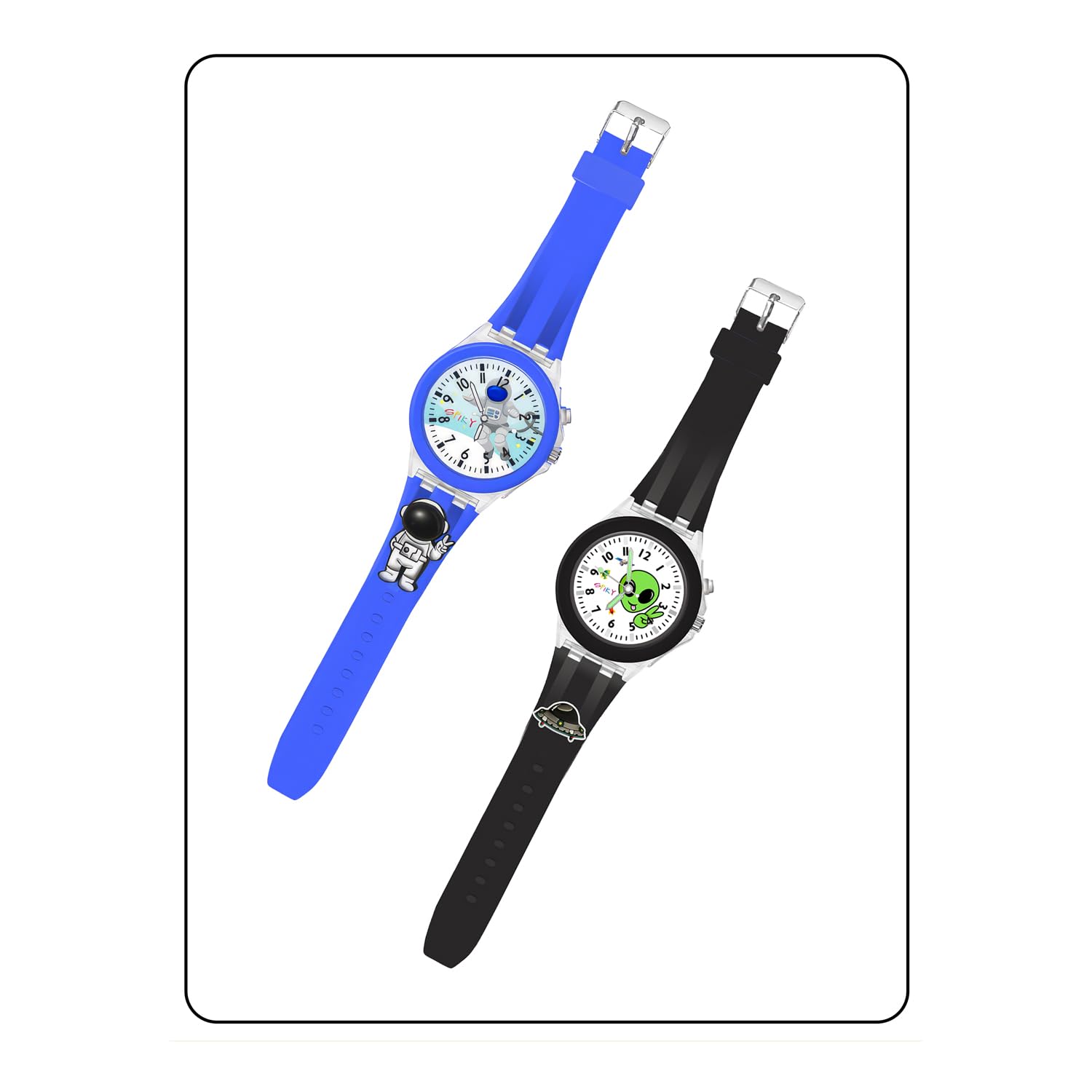 SPIKY Analog Watch for Kids | 3D Cartoon | 7 Multicolor LED Luminous Lights with Silicone Strap | Unisex Best Birthday Gift | Analogue Wrist Watches for Boys & Girls | Age 3-10 yrs