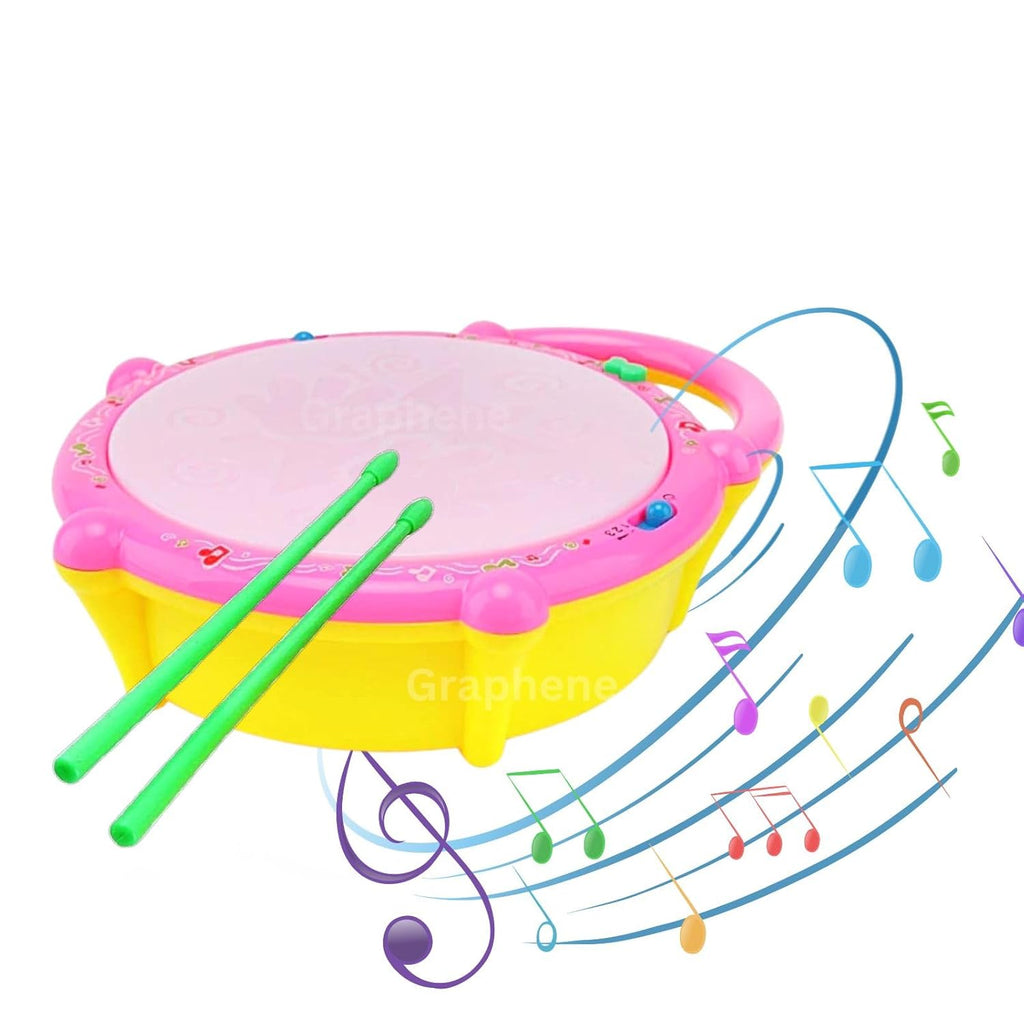GRAPHENE Happy Horse Rotating Musical Drum Set for Toddlers Battery Operated Merry-Go-Round Toy with Lights Different Sounds & Lullaby Songs Multicolor (Pack of 1)