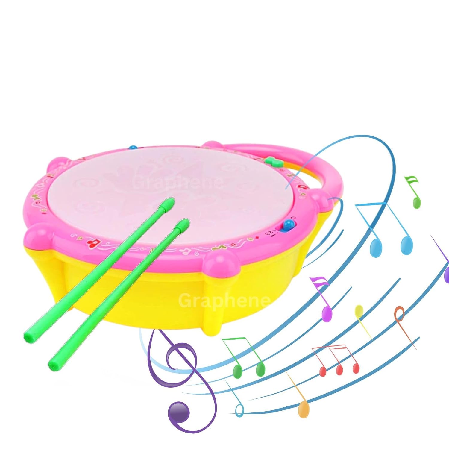 GRAPHENE Happy Horse Rotating Musical Drum Set for Toddlers Battery Operated Merry-Go-Round Toy with Lights Different Sounds & Lullaby Songs Multicolor (Pack of 1)