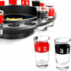 Roulette Drinking Game Set, 16 Glasses with 2 Balls, Black & Red, Casino Style