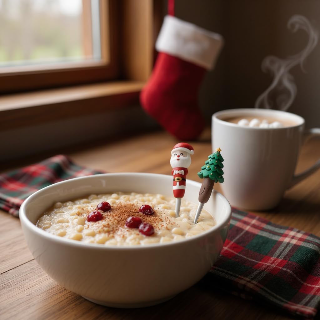 Moira Stainless Steel Christmas Cutlery Set with Santa and Tree Figurines, Gift Box (Silver)