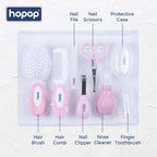 Hopop Grooming Kit for Newborn | 7 in 1 Baby Grooming Kit | Suitable for Newborns & Toddlers | Soft Bristle Hair Brush, Rounded Teeth Hair Comb, Nail Scissors, Nail Cutter, Nail File, Nose Cleaner, Finger Toothbrush with protective case | Blue