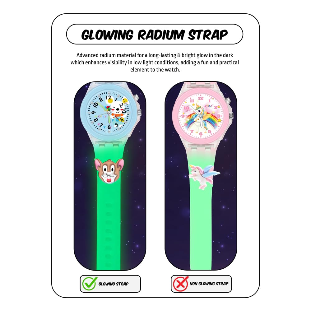 SPIKY Analog Watch for Kids | 3D Cartoon | 7 Multicolor LED Luminous Lights with Silicone Strap | Unisex Best Birthday Gift | Analogue Wrist Watches for Boys & Girls | Age 3-10 yrs