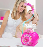 VGRASSP Classic Dial Receiver Simulation Telephone Toy for Kids - Rotating Number Dial with Calling Sound Effect - Storytelling Toy Phone Accompanied with Lights - Color As Per Stock