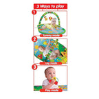 Giggles Funskool 3in1 Deluxe Playgym, Animal Printed Soft & Comfy Activity Mat for Tummy Time, Fun & Development Toy for Babies, Infants, Multicolour, Gift Set for Kids, Age 2+ Months