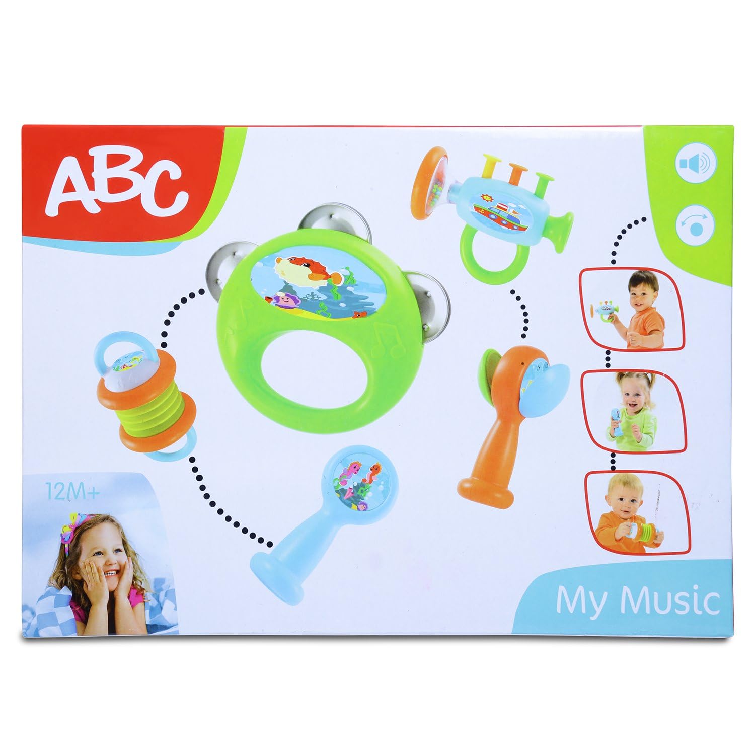 TOY-STATION ABC Music Rattle Teether | Musical Toy Set with Colorful Instruments, Fun Sounds, Rhythm Development | Fun and Creative Music Playset for Boys and Girls | Safe and Durable