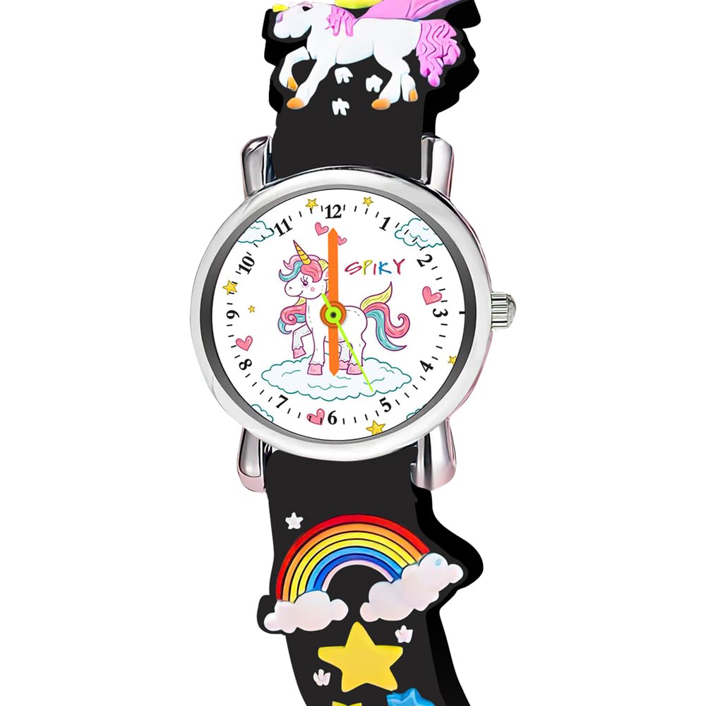 SPIKY Analog Watch for Kids | Unicorn Designer Printed Strap | Water Resistant | Stylish Unisex Best Birthday Gift | Analogue Wrist Watches for Girls & Boys | Age 2-14 yrs