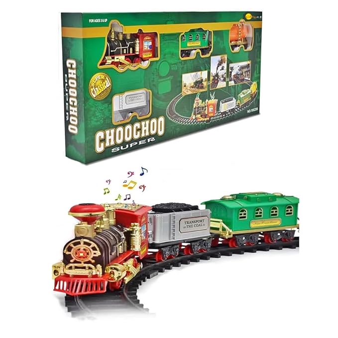 Choo Choo Classic Train Set Toy | Battery-Operated Steam Train with Real Smoke, Light & Sound | Easy Track Assembly | Educational Toy for Kids, Boys & Girls