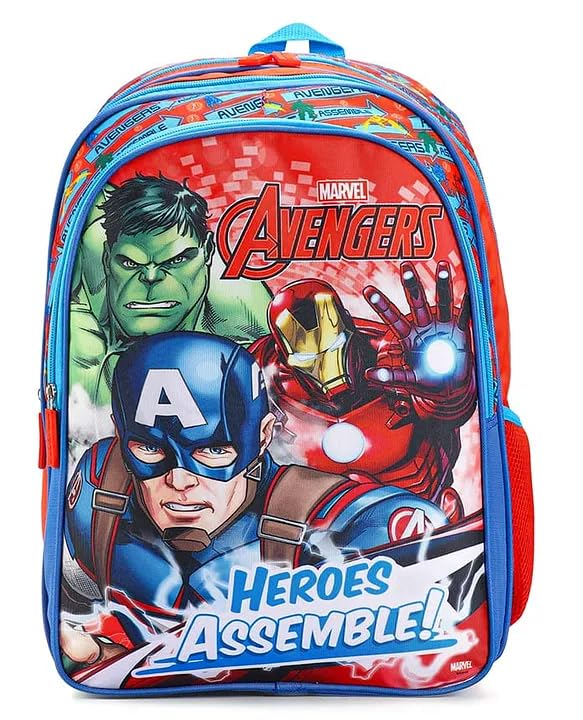 STRIDERS Avengers Superhero School Bag for Kids – Durable, Lightweight Backpack with Padded Comfortable Straps & Spacious Compartments – Perfect for School & Play