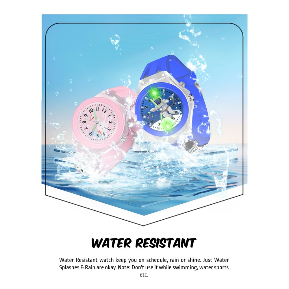 SPIKY Analog Watch for Kids | 3D Cartoon | 7 Multicolor LED Luminous Lights with Silicone Strap | Unisex Best Birthday Gift | Analogue Wrist Watches for Boys & Girls | Age 3-10 yrs