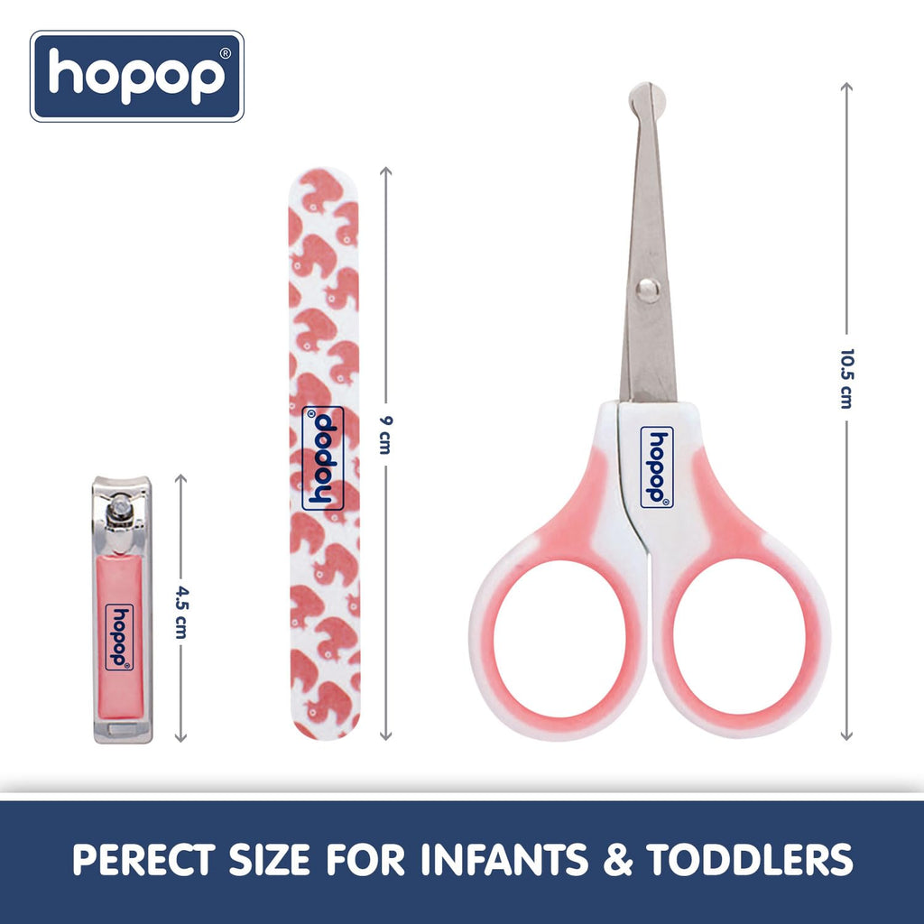 Hopop Grooming Kit for Newborn | 7 in 1 Baby Grooming Kit | Suitable for Newborns & Toddlers | Soft Bristle Hair Brush, Rounded Teeth Hair Comb, Nail Scissors, Nail Cutter, Nail File, Nose Cleaner, Finger Toothbrush with protective case | Blue