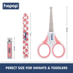 Hopop Grooming Kit for Newborn | 7 in 1 Baby Grooming Kit | Suitable for Newborns & Toddlers | Soft Bristle Hair Brush, Rounded Teeth Hair Comb, Nail Scissors, Nail Cutter, Nail File, Nose Cleaner, Finger Toothbrush with protective case | Blue