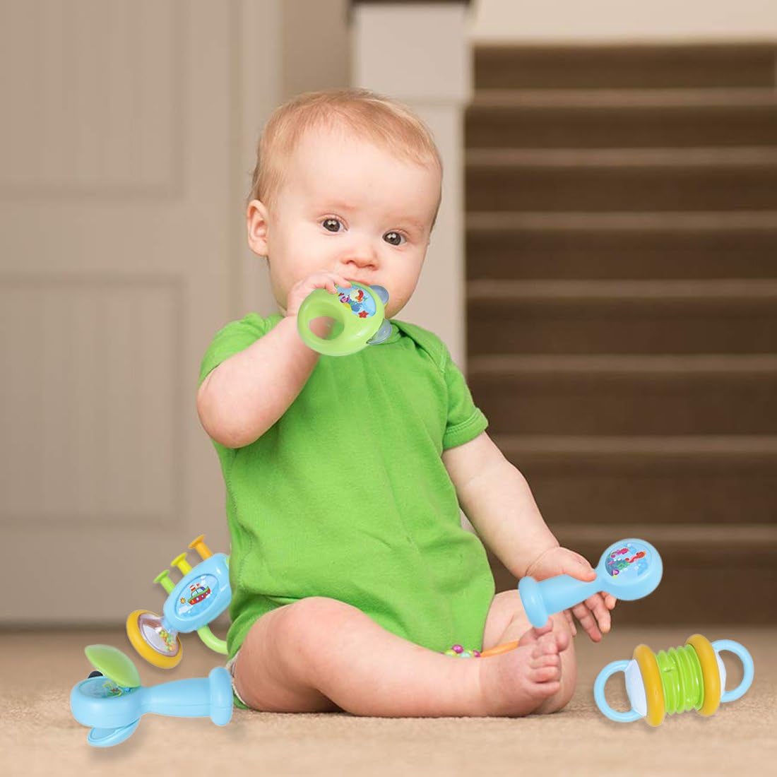 TOY-STATION ABC Music Rattle Teether | Musical Toy Set with Colorful Instruments, Fun Sounds, Rhythm Development | Fun and Creative Music Playset for Boys and Girls | Safe and Durable