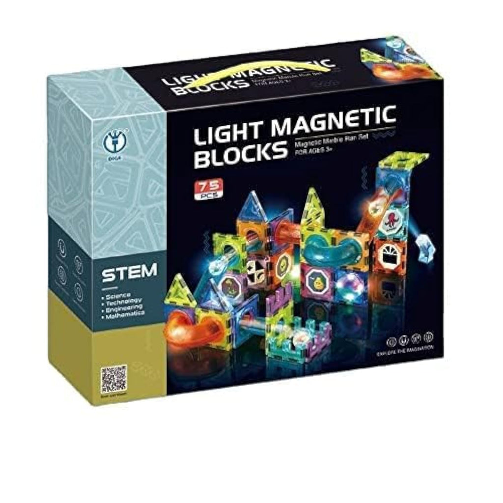 Light Magnetic Tiles Building Blocks for Kids (49 Pc) | 3D Clear STEM Educational Toys| Magnetic Marble Run for Boys & Girls 3 4 5 6 7 8 9+ | Creative Gift, 49 Pieces