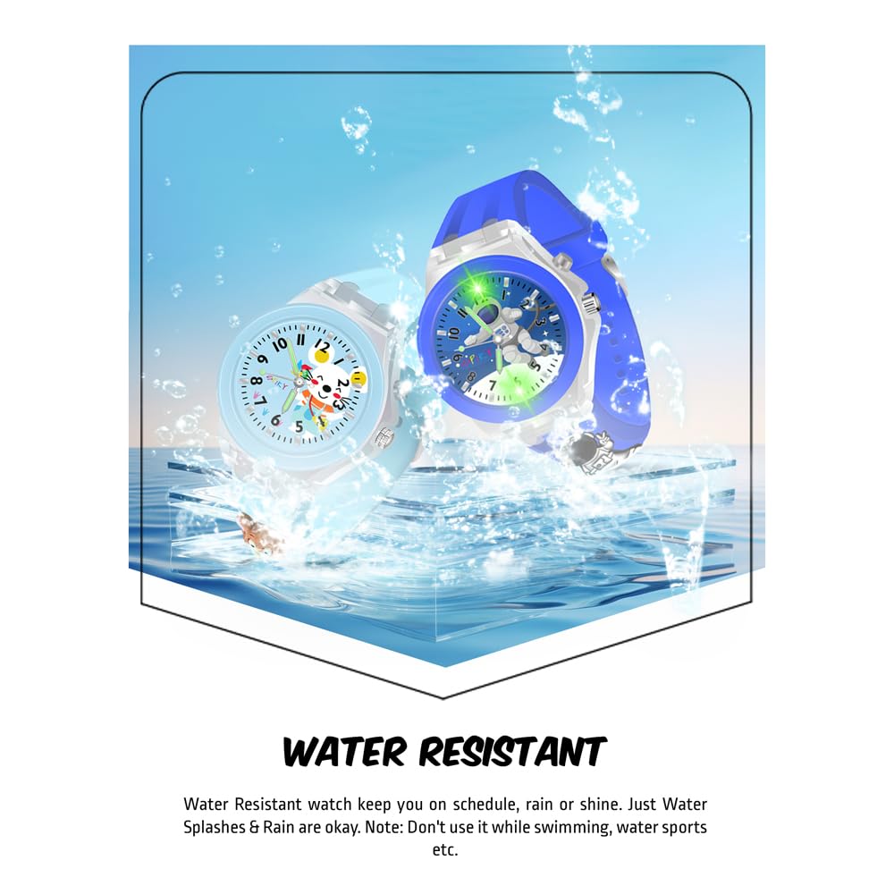 SPIKY Analog Watch for Kids | 3D Cartoon | 7 Multicolor LED Luminous Lights with Silicone Strap | Unisex Best Birthday Gift | Analogue Wrist Watches for Boys & Girls | Age 3-10 yrs
