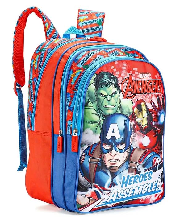 STRIDERS Avengers Superhero School Bag for Kids – Durable, Lightweight Backpack with Padded Comfortable Straps & Spacious Compartments – Perfect for School & Play