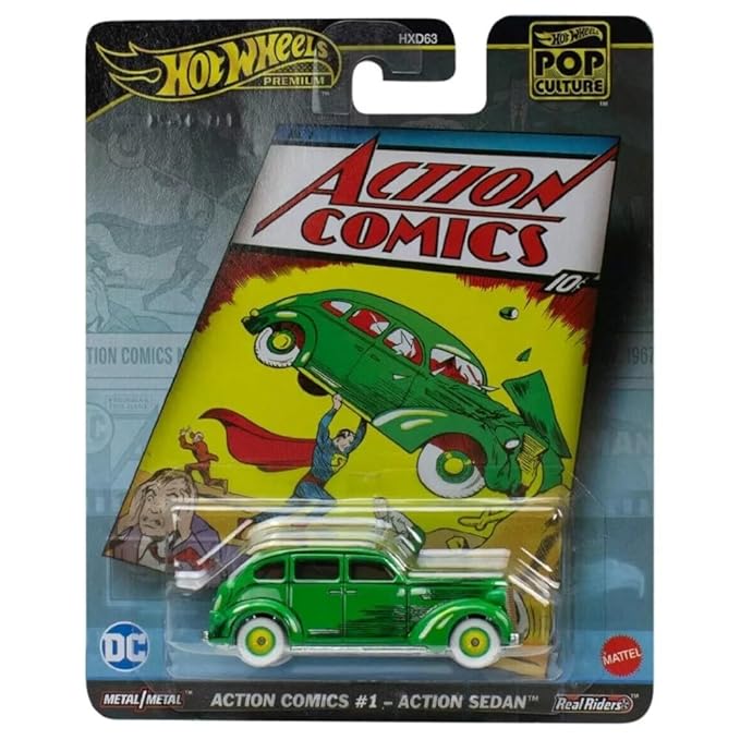 Hot Wheels Action Comics #1 Sedan, 1:64 Scale Die-Cast Replica from Popular Movie