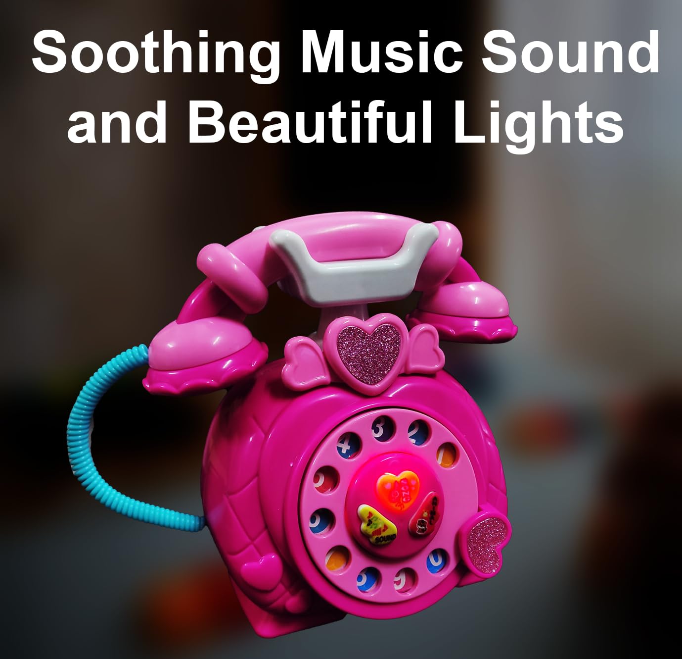 VGRASSP Classic Dial Receiver Simulation Telephone Toy for Kids - Rotating Number Dial with Calling Sound Effect - Storytelling Toy Phone Accompanied with Lights - Color As Per Stock