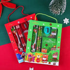 Christmas Stationery Giftset (Pack of 6 Items) 1 Eraser, 1 Sharpener, 1 Scale, 1 Diary, 2 Pencils for Kids