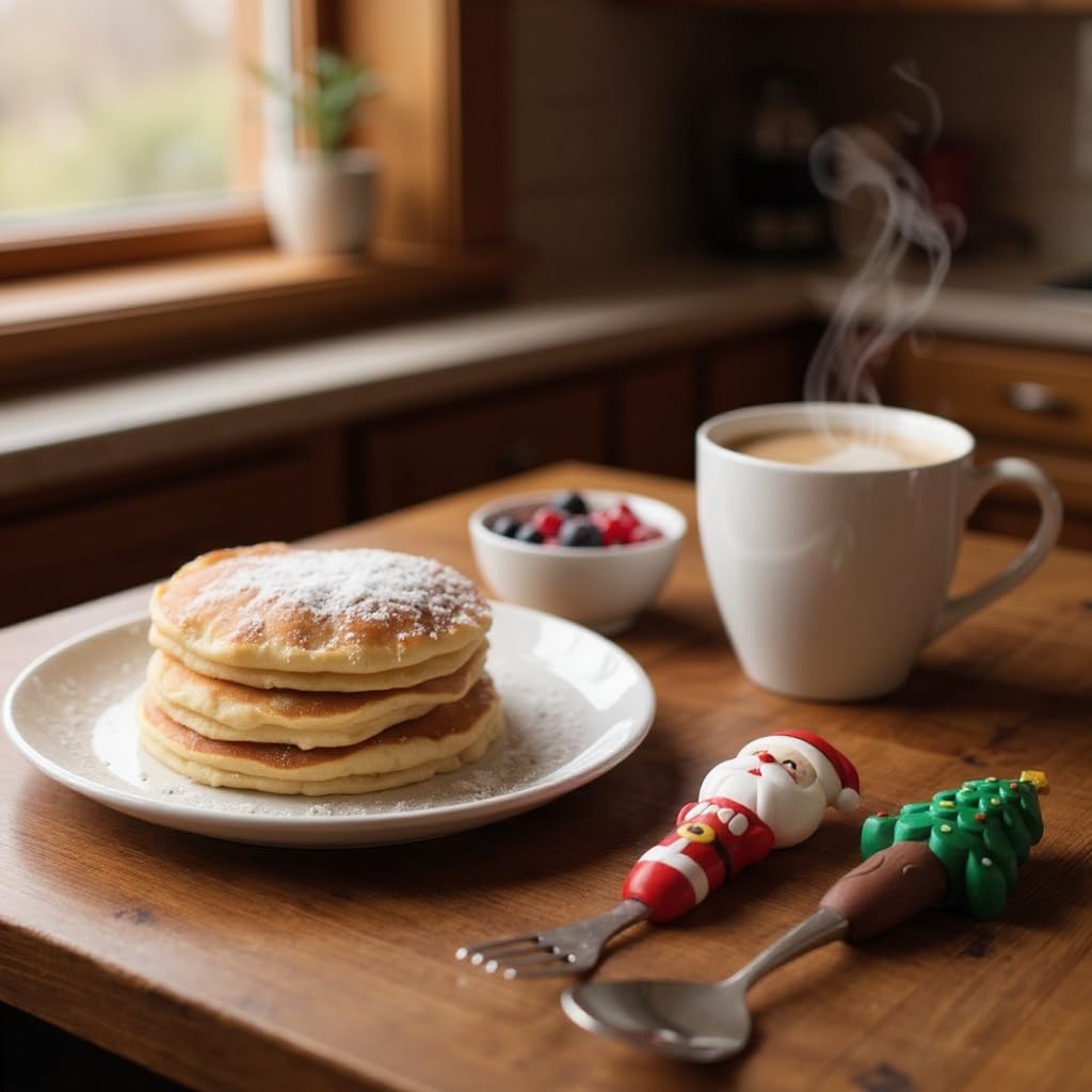 Moira Stainless Steel Christmas Cutlery Set with Santa and Tree Figurines, Gift Box (Silver)