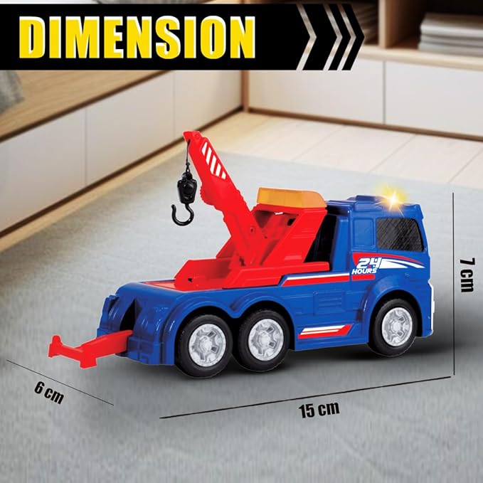 Dickie Tow Truck Car Toy for Kids Construction Site Vehicle Playset Realistic Design with Sound & Lights Mechanic Themed Interactive Role Play Toys