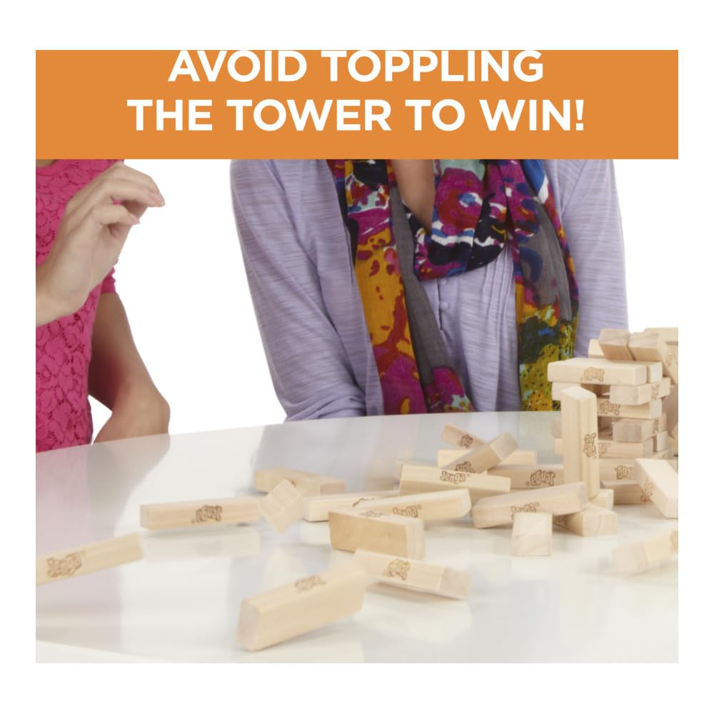 Hasbro Gaming Original Jenga Stacking Tower Game, Fun for Kids & Families, Birthday Gift Toys for Kids Ages 6+, for 1 or More Players