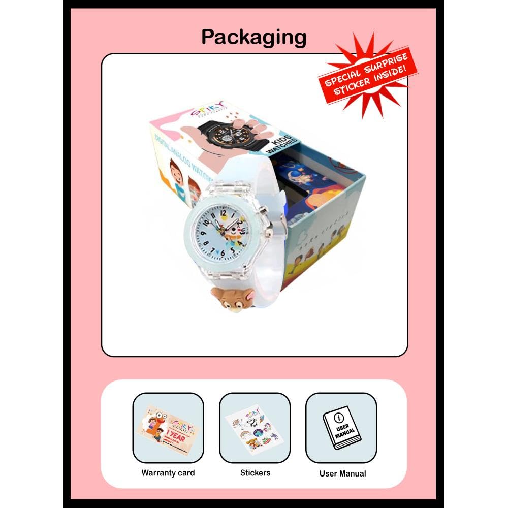 SPIKY Analog Watch for Kids | 3D Cartoon | 7 Multicolor LED Luminous Lights with Silicone Strap | Unisex Best Birthday Gift | Analogue Wrist Watches for Boys & Girls | Age 3-10 yrs
