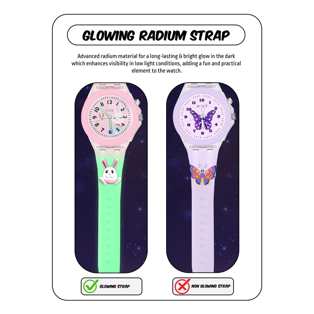 SPIKY Analog Watch for Kids | 3D Cartoon | 7 Multicolor LED Luminous Lights with Silicone Strap | Unisex Best Birthday Gift | Analogue Wrist Watches for Boys & Girls | Age 3-10 yrs
