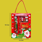 Christmas Stationery Giftset (Pack of 6 Items) 1 Eraser, 1 Sharpener, 1 Scale, 1 Diary, 2 Pencils for Kids