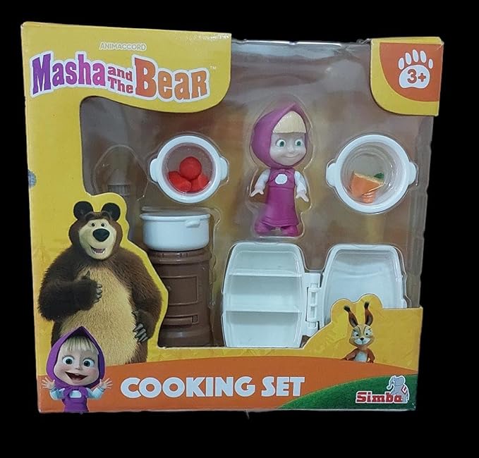 Masha and the Bear Mini Cooking Set By Fratelli Masha Doll Playset With Cooking Set 2 Inch Masha Doll and Ts Cooking Accessories