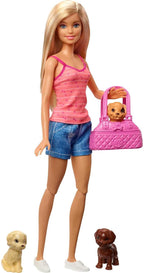 Barbie Doll, Blonde, and Playset with 3 Puppies, Bathtub and Accessories, Gift for 3 to 7 Year Olds