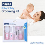 Hopop Grooming Kit for Newborn | 7 in 1 Baby Grooming Kit | Suitable for Newborns & Toddlers | Soft Bristle Hair Brush, Rounded Teeth Hair Comb, Nail Scissors, Nail Cutter, Nail File, Nose Cleaner, Finger Toothbrush with protective case | Blue