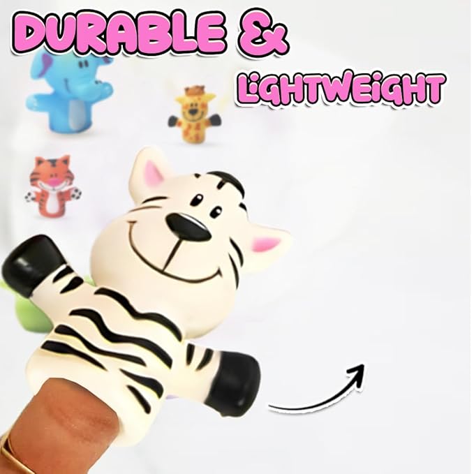 5 Pcs Jungle Animal Finger Puppet Toy For Kids,Mini Squishy Figures Toys For Boys & Girls,Great As Party Favors,Shows,Playtime,Schools,Ideal As Return Gifts,Role Play Toys(Animals),Multicolor