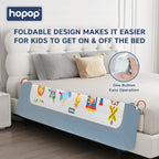 Hopop Baby Bed Rail Guard for Baby Safety | Bed Railing for Safety | Foldable Single Bed Side Protector for Falling | Adjustable Height | Bed Rails |183cm x 69 cm | Blue