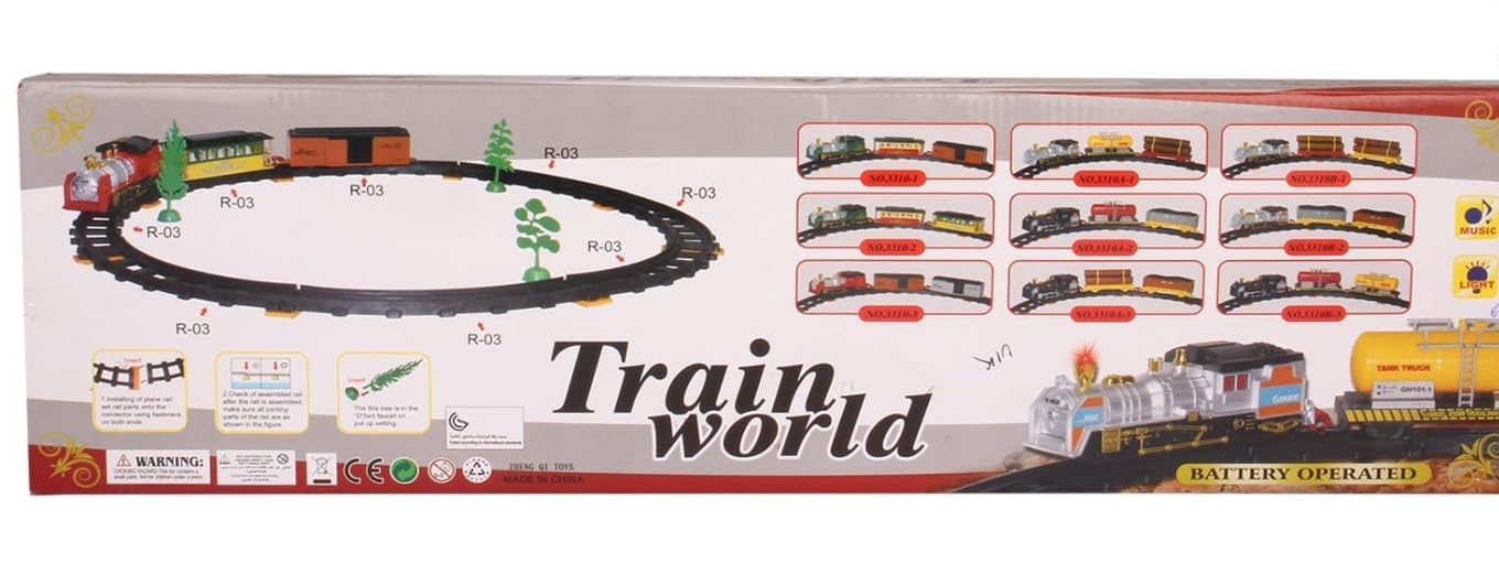 Train World Classic Electric Toy Train Set – 27 Pcs Battery Powered Railway Playset with Lights & Track – Ideal Gift for Boys & Girls