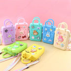 Silicone Sling Beach Tote Bag with Holes, Adjustable Straps, Cyan, Charms Sling Bags