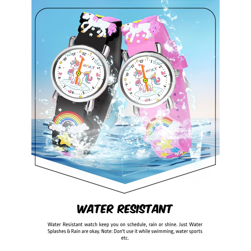 SPIKY Analog Watch for Kids | Unicorn Designer Printed Strap | Water Resistant | Stylish Unisex Best Birthday Gift | Analogue Wrist Watches for Girls & Boys | Age 2-14 yrs