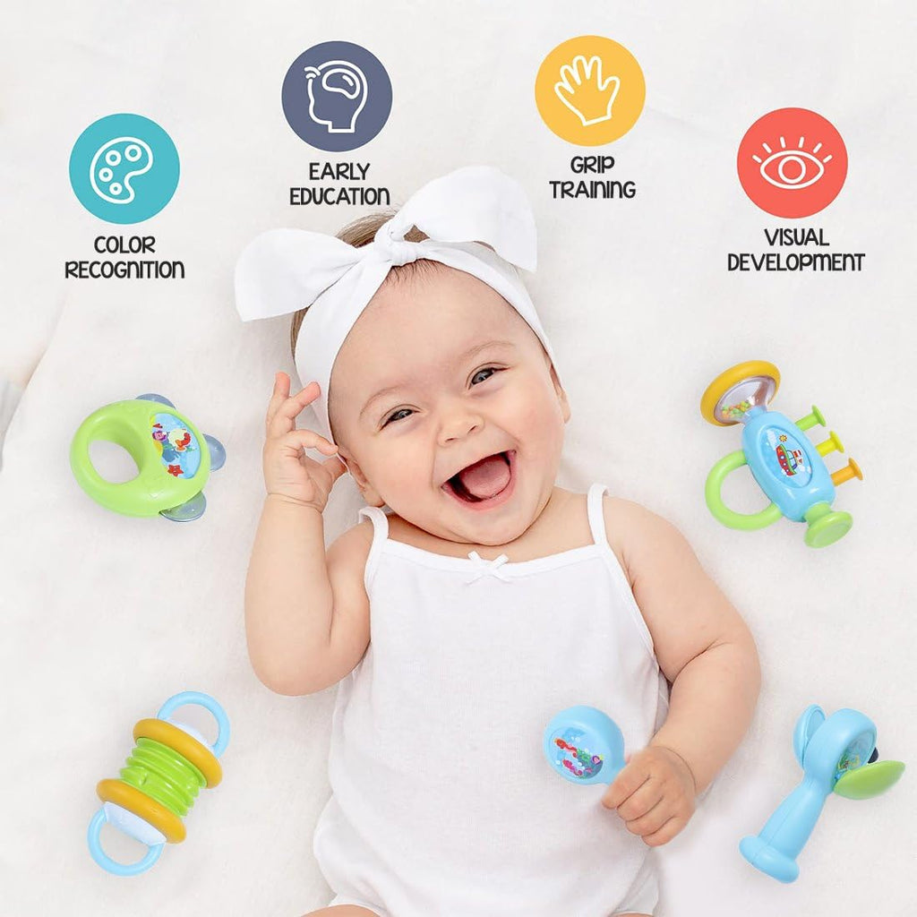 TOY-STATION ABC Music Rattle Teether | Musical Toy Set with Colorful Instruments, Fun Sounds, Rhythm Development | Fun and Creative Music Playset for Boys and Girls | Safe and Durable