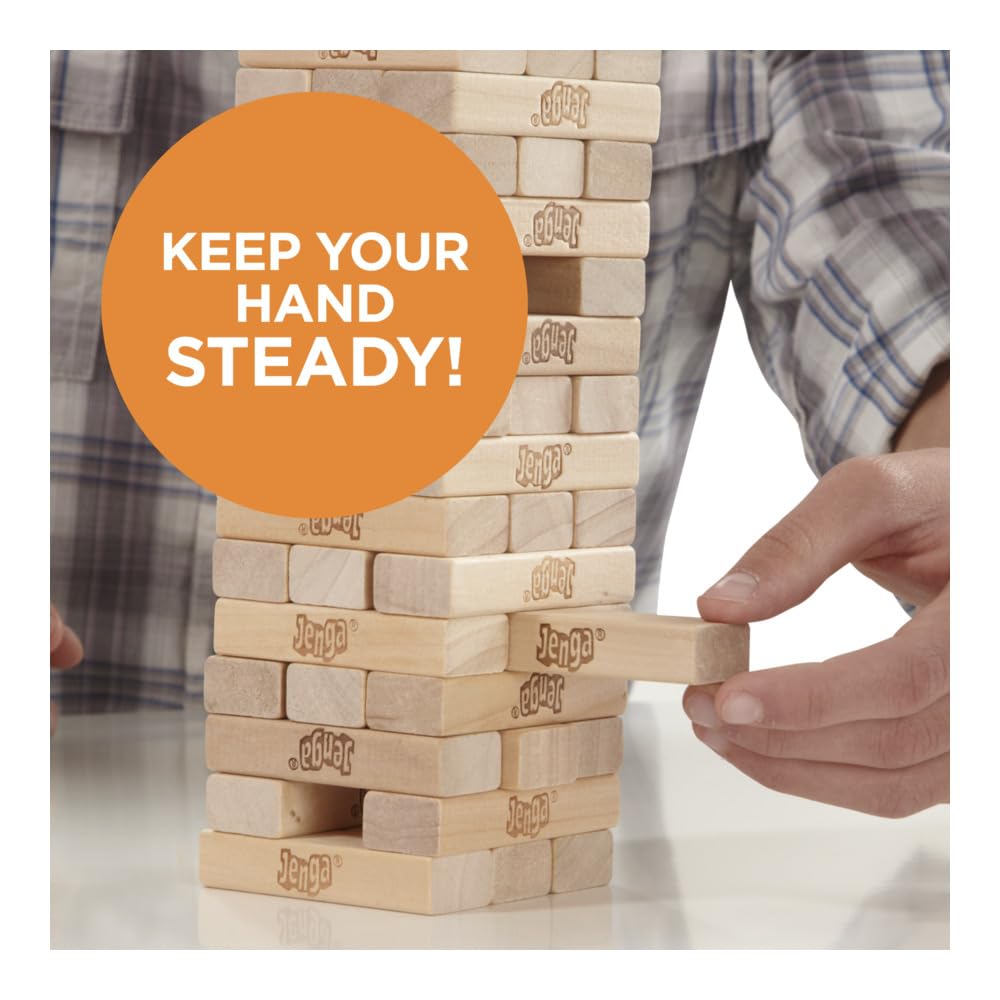Hasbro Gaming Original Jenga Stacking Tower Game, Fun for Kids & Families, Birthday Gift Toys for Kids Ages 6+, for 1 or More Players