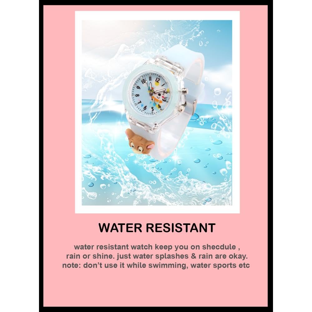 SPIKY Analog Watch for Kids | 3D Cartoon | 7 Multicolor LED Luminous Lights with Silicone Strap | Unisex Best Birthday Gift | Analogue Wrist Watches for Boys & Girls | Age 3-10 yrs