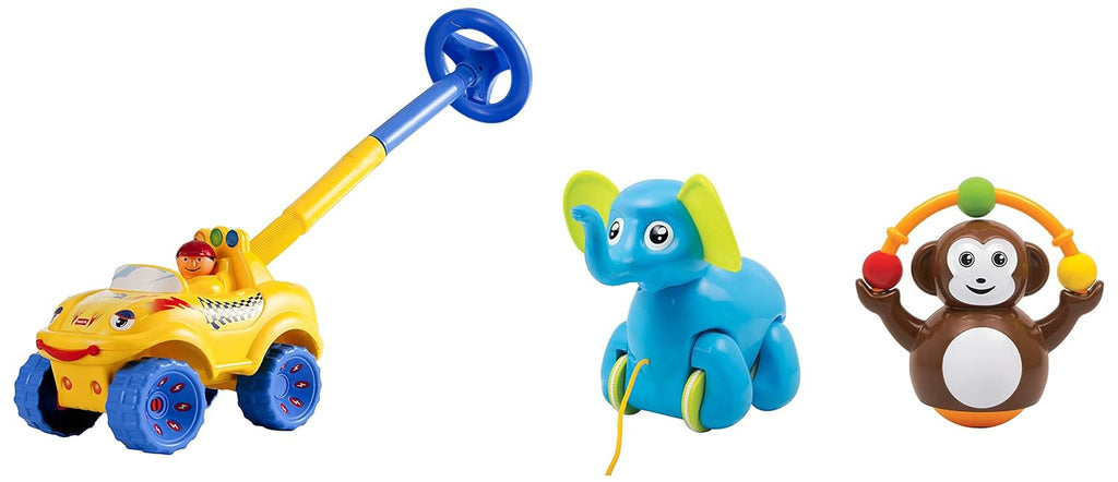 Giggles Funskool Walk N Drive Truck, Fun & Development Toy for Babies, Encourage Walking in Infants, Improve Balance & Coordination, Stimulate Senses, Multicolour, Gift Set for Kids, Ages 18+ Months