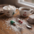 Moira Stainless Steel Christmas Cutlery Set with Santa and Tree Figurines, Gift Box (Silver)