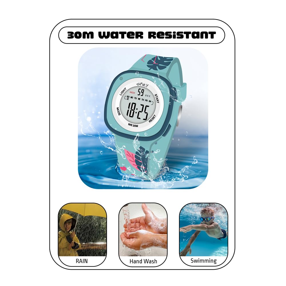 SPIKY Digital Sports Watch for Kids | Multifunctional, Luminous Display, Alarm | Water Resistant & Printed Silicone Strap | Best Birthday Gift Wrist Watches for Girls & Boys | Age 2-14 yrs