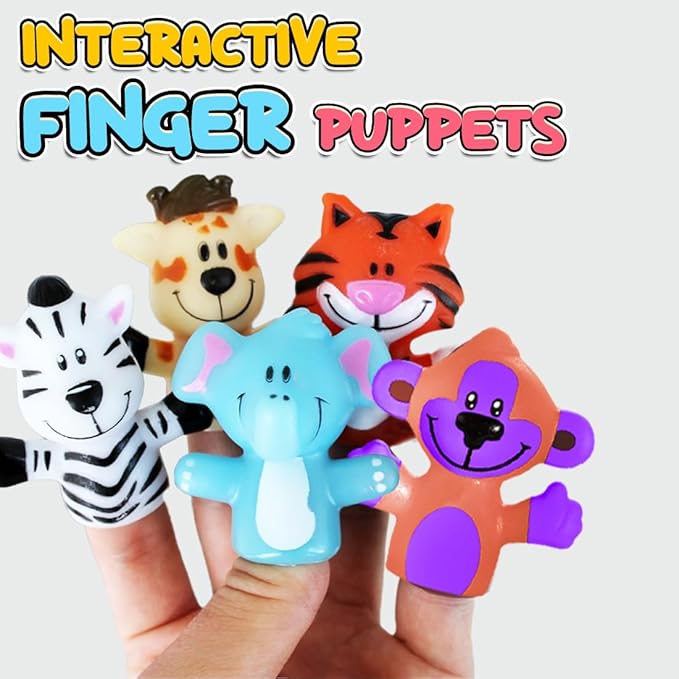5 Pcs Jungle Animal Finger Puppet Toy For Kids,Mini Squishy Figures Toys For Boys & Girls,Great As Party Favors,Shows,Playtime,Schools,Ideal As Return Gifts,Role Play Toys(Animals),Multicolor